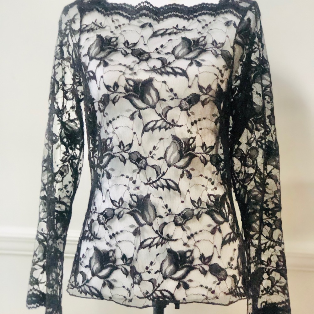 Karen Kane black lace top